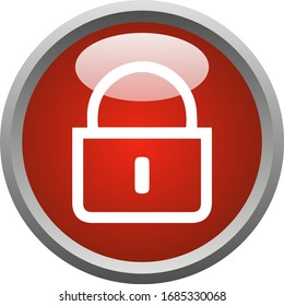 Lock Down Button Icon Template Vector