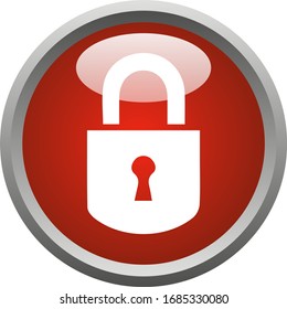 Lock Down Button Icon Template Vector