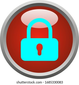 Lock Down Button Icon Template Vector