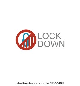 Lock down concept logo icon vector design