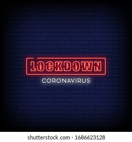 Bloquear el Vector de texto de Neon Virus Corona Signos de estilo