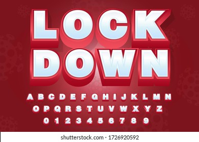 Lock Down Font and Alphabet, Vector