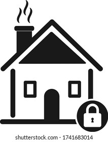 lock down icon. home lock icon. corona virus icon. Lock Down home icon   