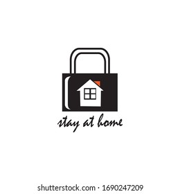 lock down illustration of house and padlock. vector design