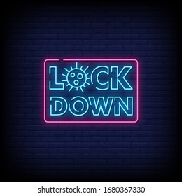 Lock Down Neon Signs Style Text Vector