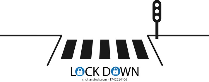 Lock down on the road icon. Warning Signs.