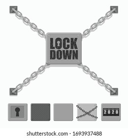 Lock Down Padlock and metal chain Icon Concept of protection Vector illustration