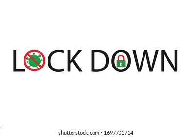 Lock down text vector isolated 