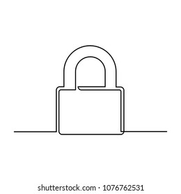 Lock, drawn by one indissoluble line on a white background. Vector Eps10