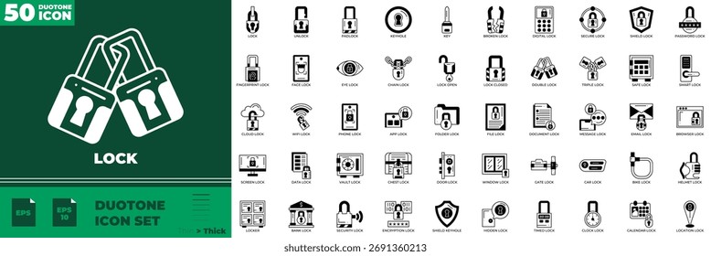 lock Duotone Editable Icons set. Vector illustration in modern thin duotone style of lock icons: security, key, padlock, etc