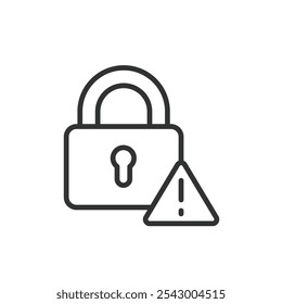 Errores de bloqueo, icono en el diseño de línea. Bloqueo, errores, seguridad, Contraseña, acceso, fallo, autenticación en Vector de fondo blanco. Icono de trazo editable de errores de bloqueo