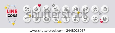 Lock, Euler diagram and Wind energy line icons. White buttons 3d icons. Pack of Financial app, Outsource work, Smile chat icon. Phone communication, Reject certificate, Leadership pictogram. Vector