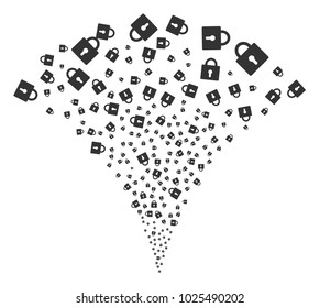 Lock exploding fountain. Vector illustration style is flat iconic symbols. Object fountain created from random design elements as lock fireworks.