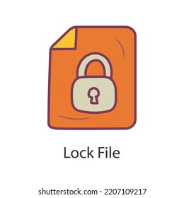 Lock File Filled Outline Icon Design illustration. Data Symbol on White background EPS 10 File