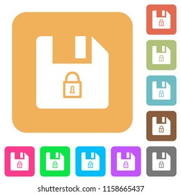 Lock file flat icons on rounded square vivid color backgrounds.