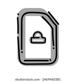 icono de archivo de bloqueo dibujo a mano estilo color negro