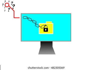 Lock file from outside on white background