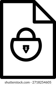 Bloquear o ícone de arquivo protegido que representa dados seguros, documentos confidenciais e privacidade digital em um design moderno limpo