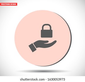 lock finger, hand icon , lorem ipsum Flat design