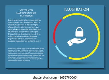 dedo candado, icono de mano, señuelo, Diseño plano