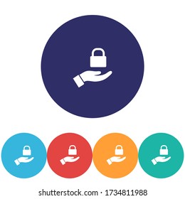 lock finger, hand icon , lorem ipsum Flat design