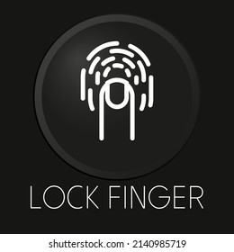 Lock finger minimal vector line icon on 3D button isolated on black background. Premium Vector.