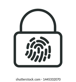 lock fingerprint - minimal line web icon. simple vector illustration. concept for infographic, website or app.