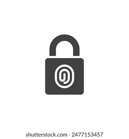 Lock with a fingerprint vector icon. filled flat sign for mobile concept and web design. Biometric Lock glyph icon. Symbol, logo illustration. Vector graphics