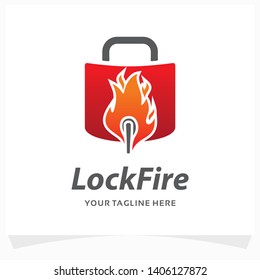 Lock Fire Logo Design Template