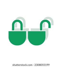 Lock flat icon design. The padlock is locked and unlocked. Vector illustration.