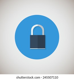Lock flat icon. Flat design style modern vector illustration. Isolated on stylish color background. Flat long shadow icon. Elements in flat design. EPS 10.