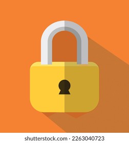 lock Flat Icon illustration isolated on orange background 