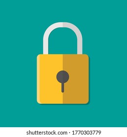 Lock flat icon isolated on white background. Vector illustration. Eps 10.