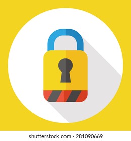 lock flat icon with long shadow
