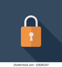 Lock flat icon. Modern flat icons with long shadow effect in stylish colors. Icons for Web and Mobile Application. EPS 10.