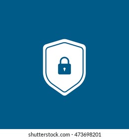 Lock Flat Icon On Blue Background