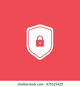 Lock Flat Icon On Red Background
