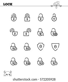 Lock flat icon set. Collection of high quality outline symbols for web design, mobile app. Lock vector thin line icons or logo.