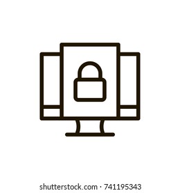 Lock flat icon. Single high quality outline symbol of security for web design or mobile app. Thin line signs of padlock for design logo, visit card, etc. Outline logo of safe 