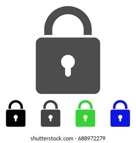 Lock flat vector pictograph. Colored lock, gray, black, blue, green pictogram versions. Flat icon style for graphic design.