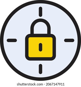 lock focus vector color line icon