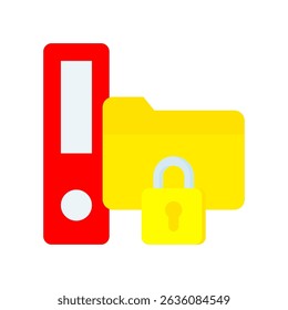 Lock Folder Icon Flat Vector Illustration