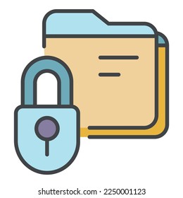 Lock folder icon. Outline lock folder vector icon color flat isolated on white