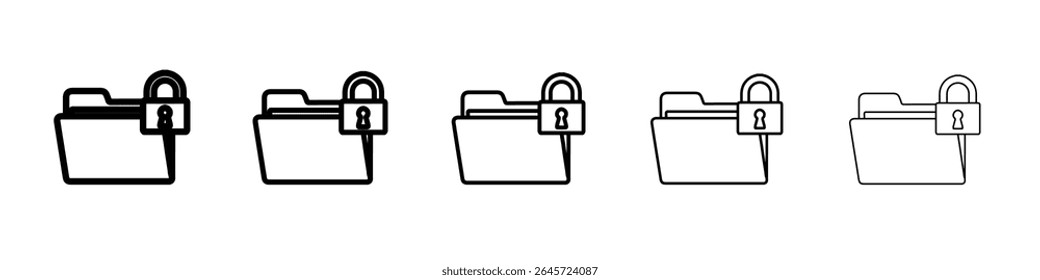 lock folder icon simple vector outline logo