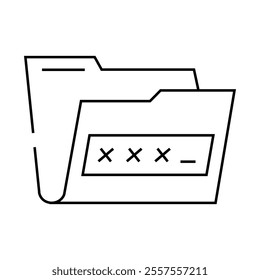 lock folder line icon vector. lock folder sign. isolated contour symbol black illustration