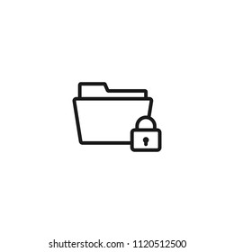 lock folder line vector icon