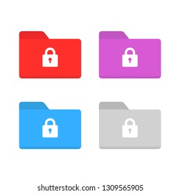 lock folder set icon isolated vector