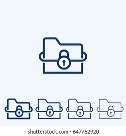 Lock folder vector  line icon