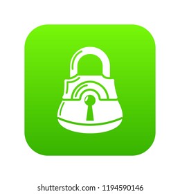 Lock gates icon green vector isolated on white background