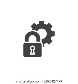 Lock and gear vector icon. filled flat sign for mobile concept and web design. Cyber security setting glyph icon. Symbol, logo illustration. Vector graphics